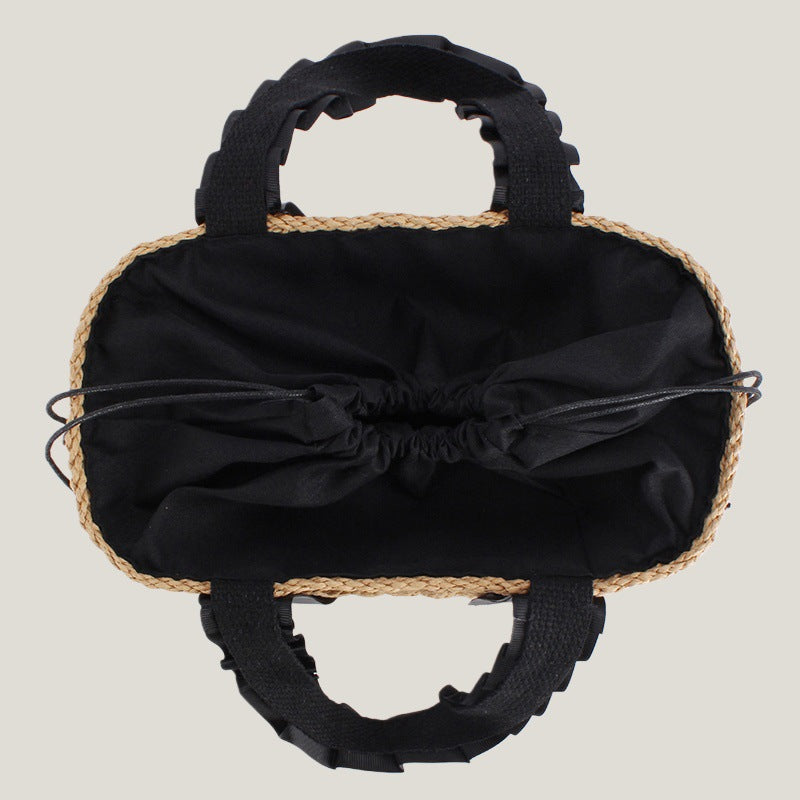 Women's Simple Hand-held Woven Ribbon Solid Color Bags