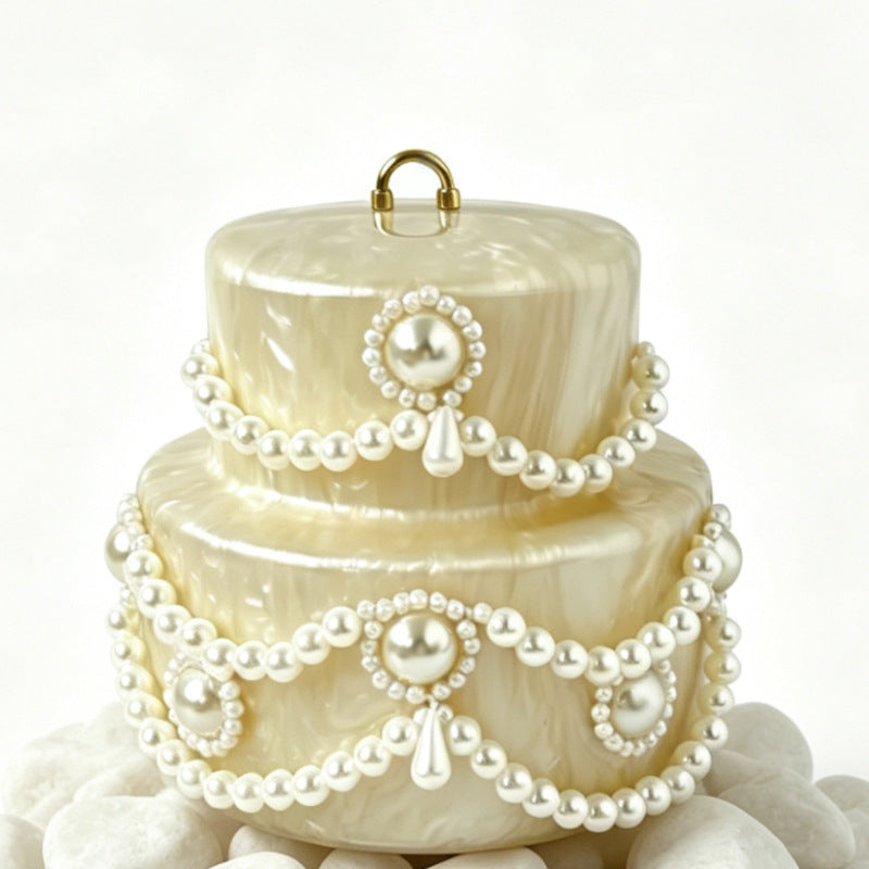 Women's Cake Acrylic Dinner Candy Color Trend Pearl Handbags