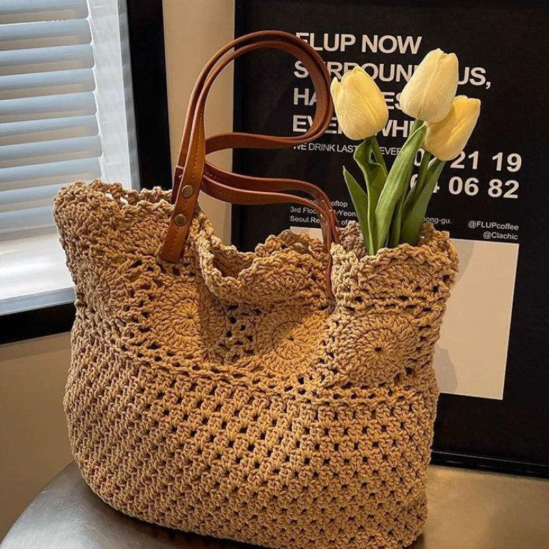 Women's Thread Hand-woven Seaside Beach Hollow Portable Women's Shoulder Bag