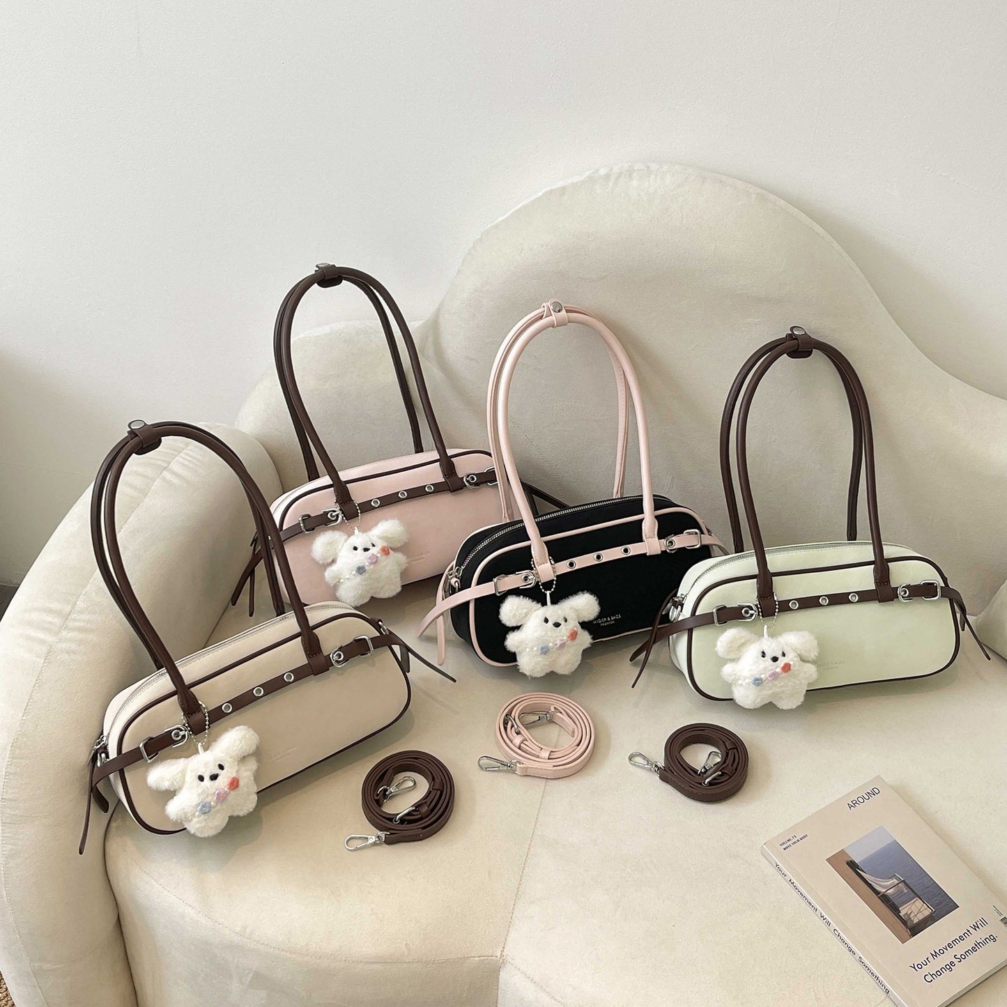 Fashion Simple Baguette Trend Fresh Bow Underarm Bags