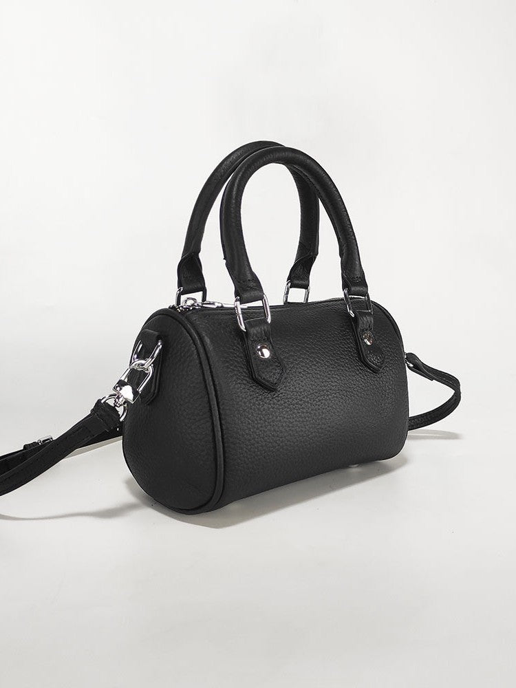Women's Advanced Texture Outing Genuine Leather Boston Pillow First Layer Cowhide Bags