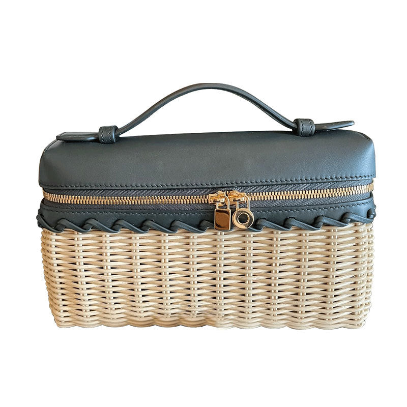 Lunch Box Mini Kelly Rattan Woven Small Square Bag