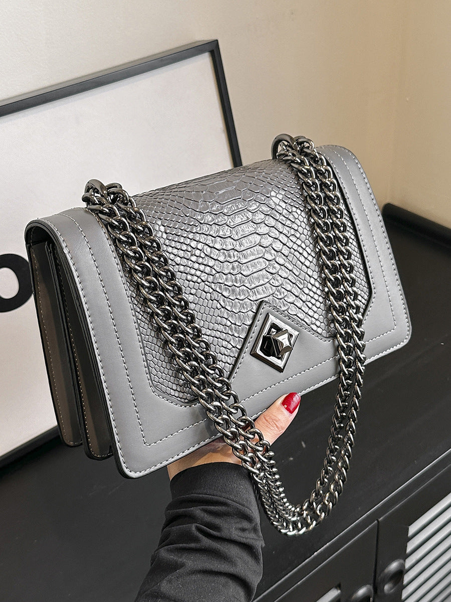 Women's Red Simple Fashion Snakeskin Pattern Single Women's Shoulder Bag