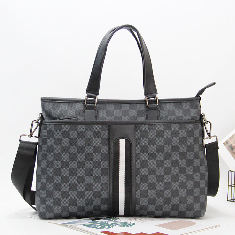 Men's Simple Trendy Computer Plaid Korean Style Bags
