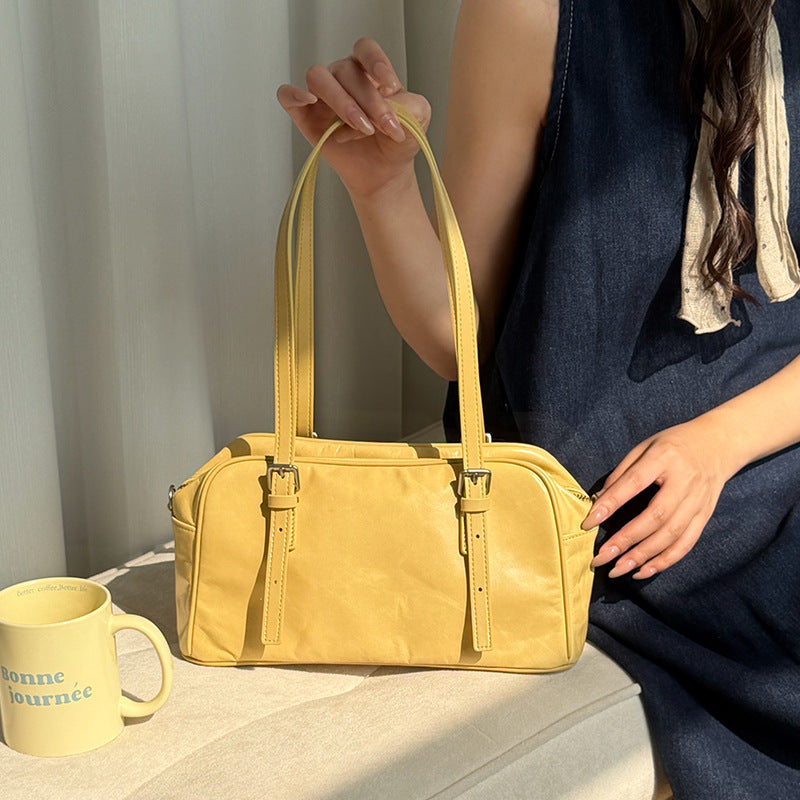 Niche Bowling First Layer Oil Wax Women's Shoulder Bag