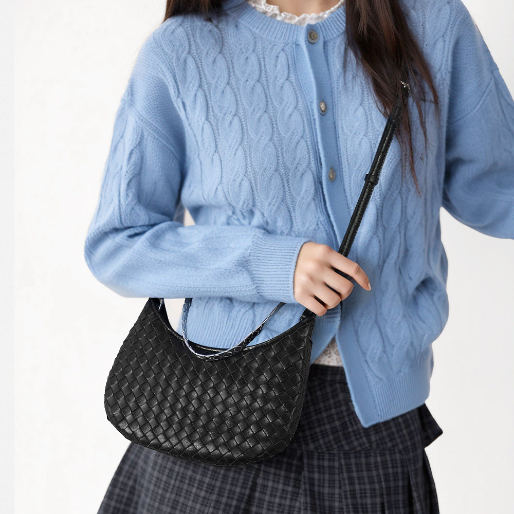Women's Korean Style Hand-woven Sheepskin Design High-grade Genuine Leather Fashion Women's Shoulder Bag