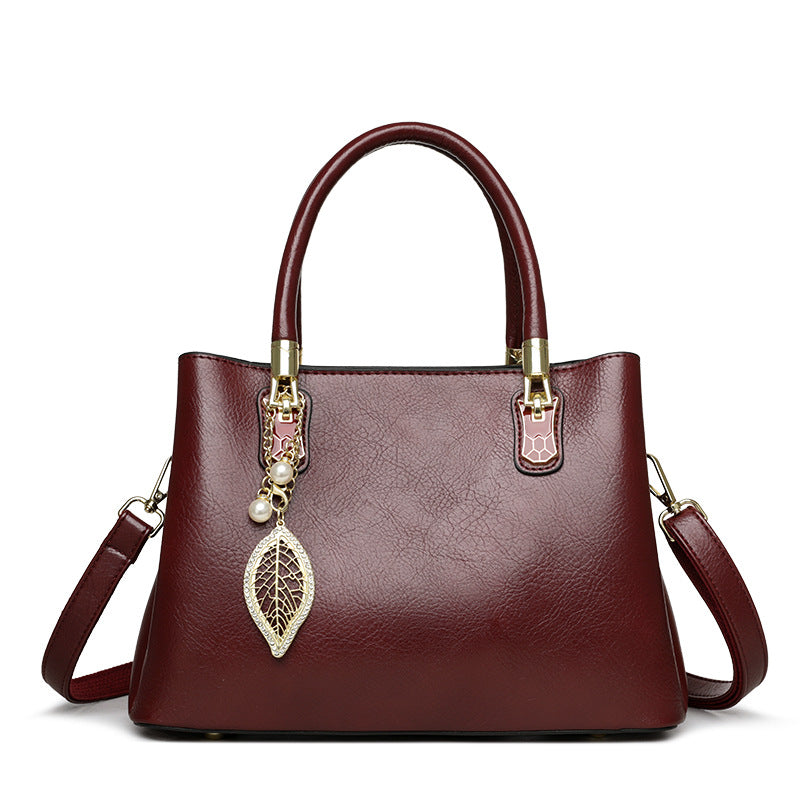 Women's Luxury Fashion Oily Leather Solid Color Women's Handbag