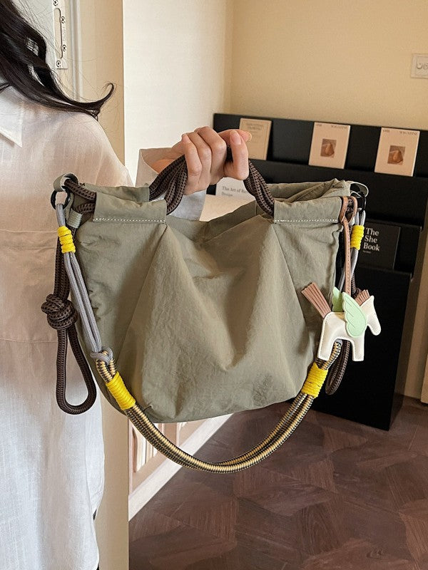 Capacity Waterproof Nylon Cloth College Solid Women's Shoulder Bag