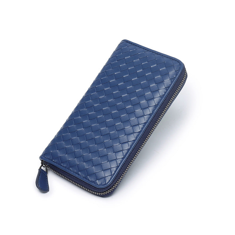 Women's & Men's Leather Korean Style Hand-woven Sheepskin Long Purses