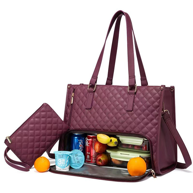 Women's Rhombus Insulation Large Capacity Commuter Lunch Box Women's Messenger Bag