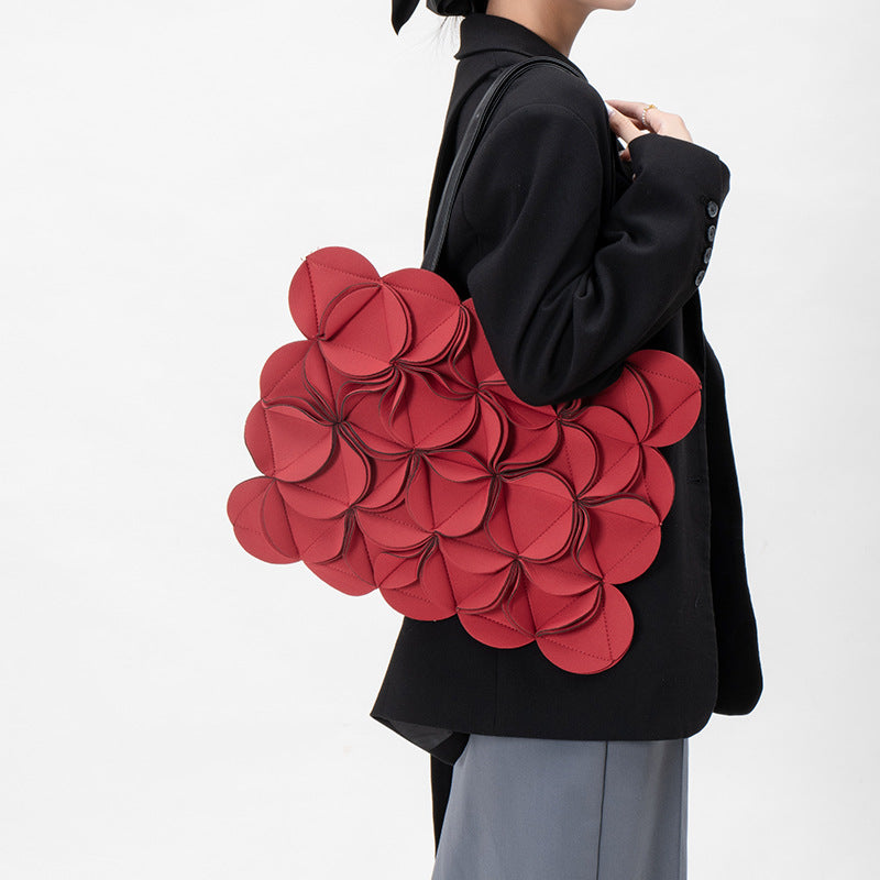 Women's Design High-grade Stitching Three-dimensional Flower Fashionable Women's Shoulder Bag