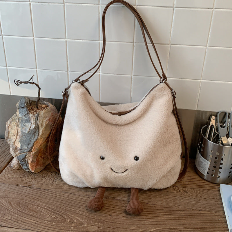 Women's Korean Plush Cloud Cute Cartoon Toast Leisure Commute Versatile Bags
