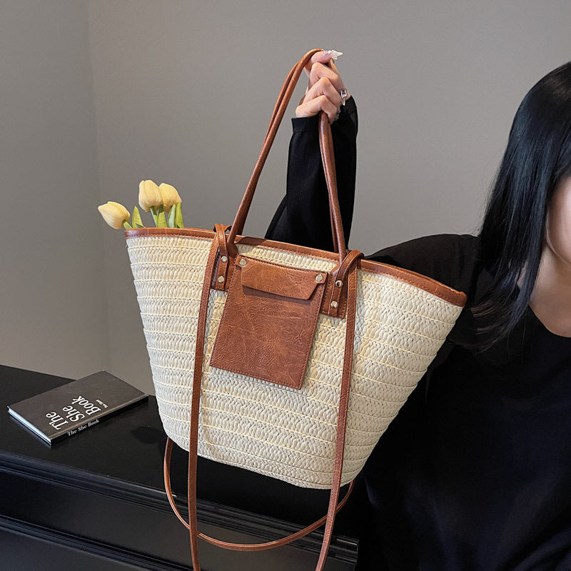 Women's Beach Straw Woven Large Capacity Totes Tote Bag