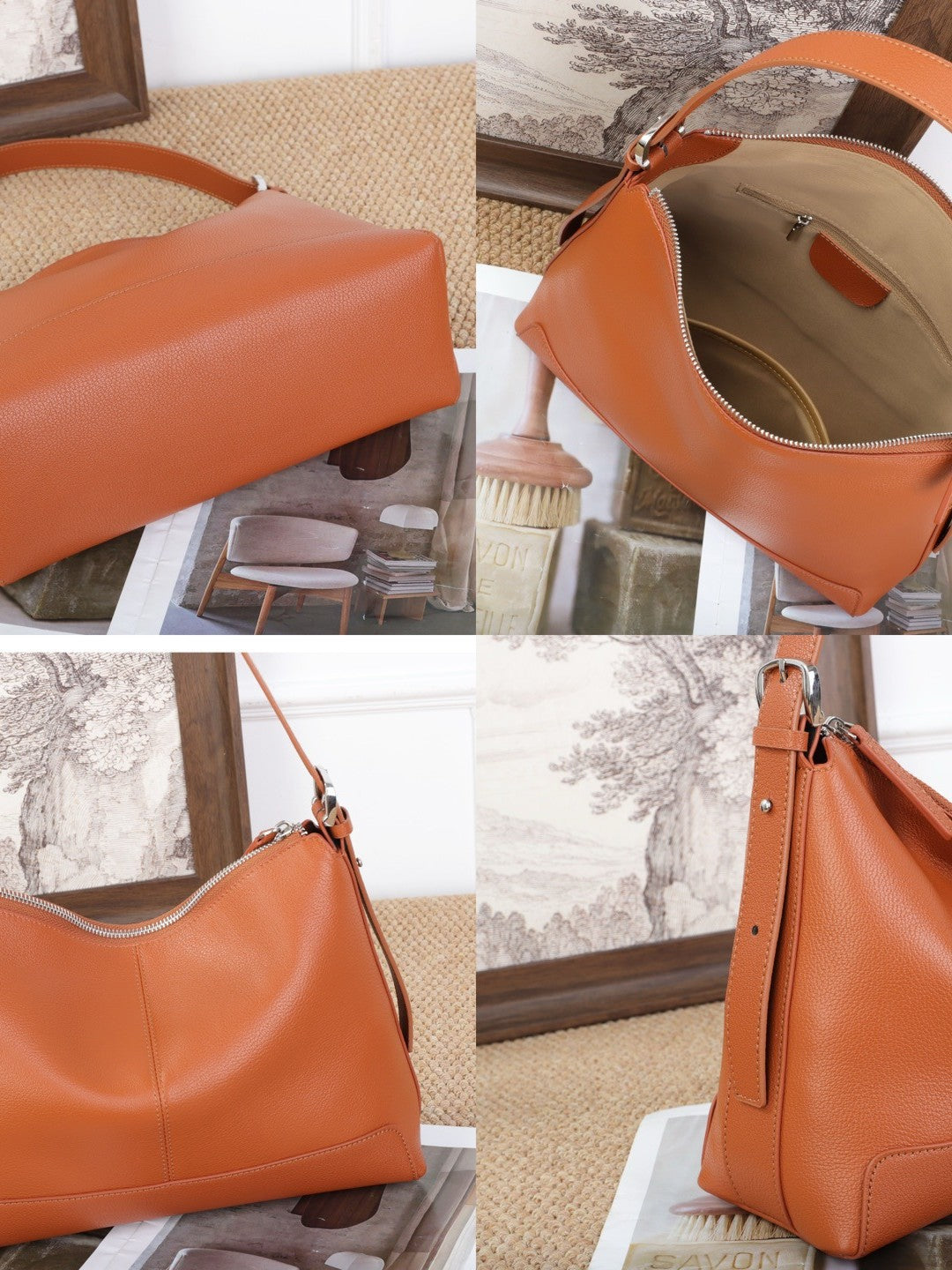 Cowhide Retro Large Capacity Dumpling Fashion Genuine Tote Bags