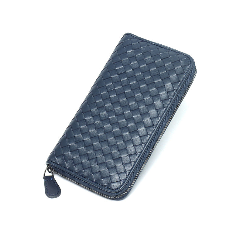 Women's & Men's Leather Korean Style Hand-woven Sheepskin Long Purses