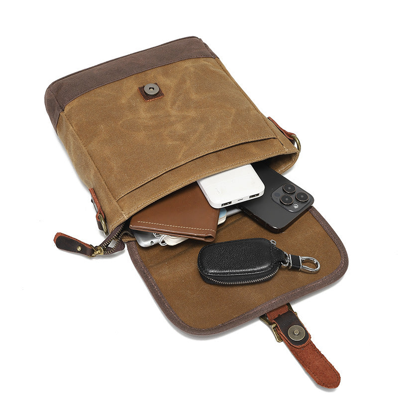 Elegant Men's Retro Canvas Fashion Leather Men's Shoulder Bag