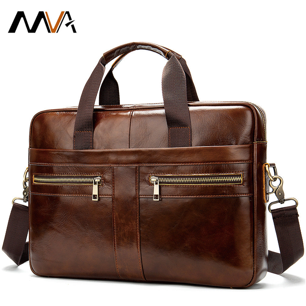 Men's Leather Business First Layer Cowhide Portable Men's Briefcase