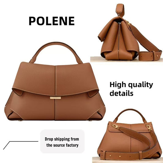 Women's Genuine Leather French Design Fashion Pleated Smile Women's Clutch