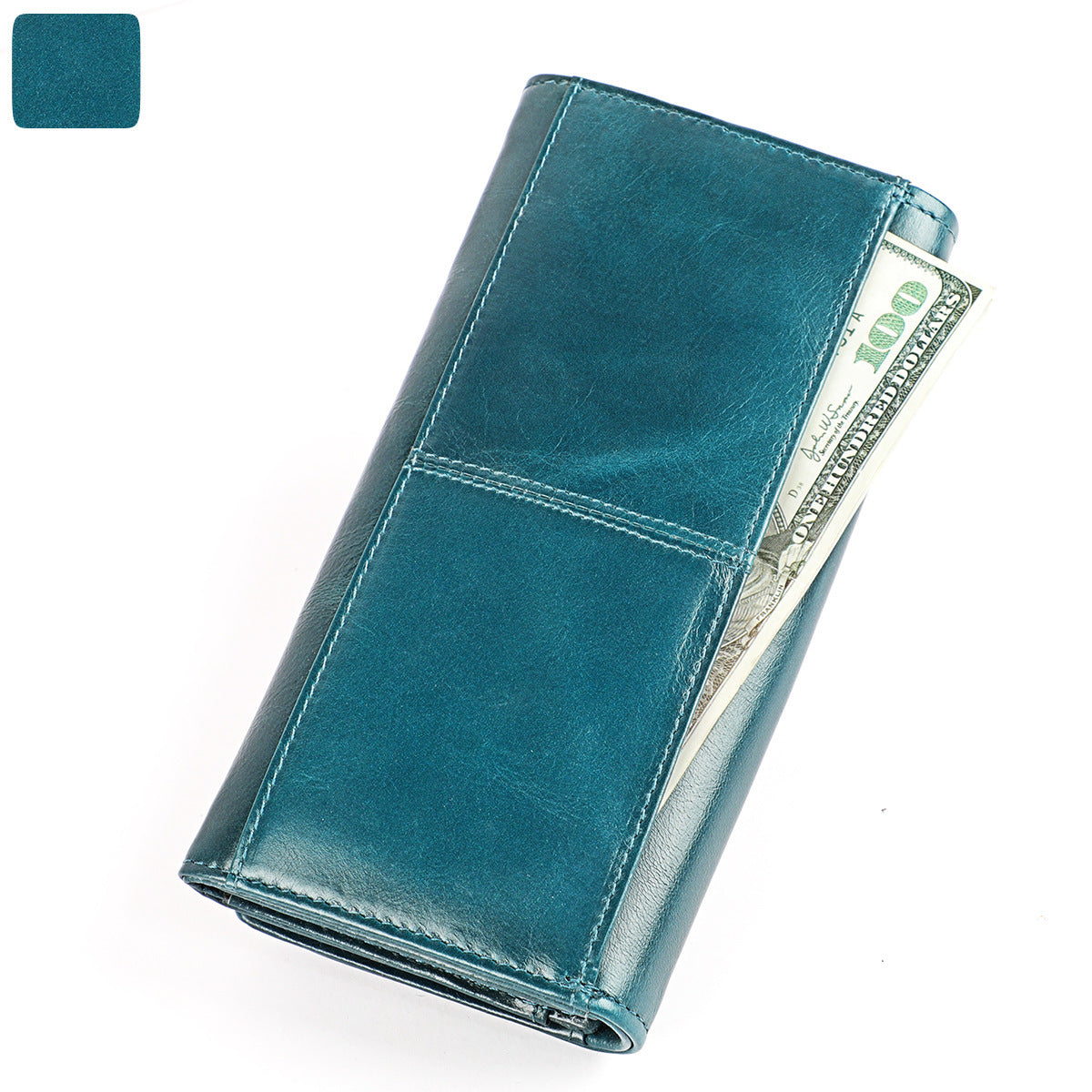 Women's Long Leather Retro First Layer Cowhide Ladies Wallet