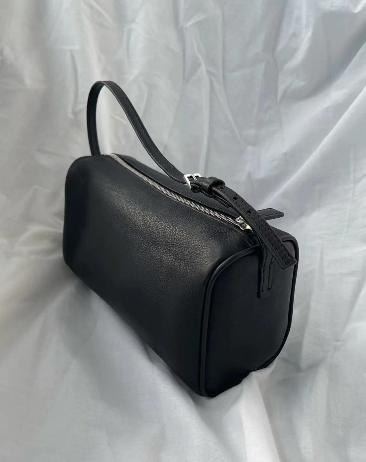 Style Niche Cattle Leather Pen Mini Simple Round Genuine Pencil Women's Shoulder Bag