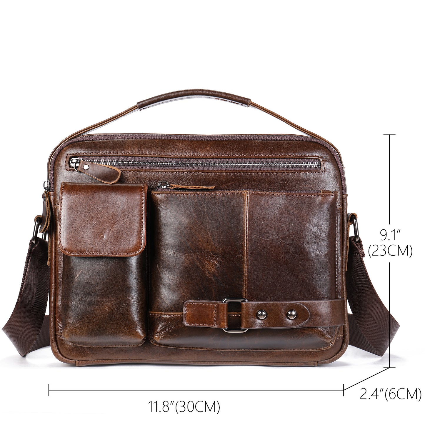 Men's Leather Fashion Crazy Horse First Layer Cowhide Men's Shoulder Bag