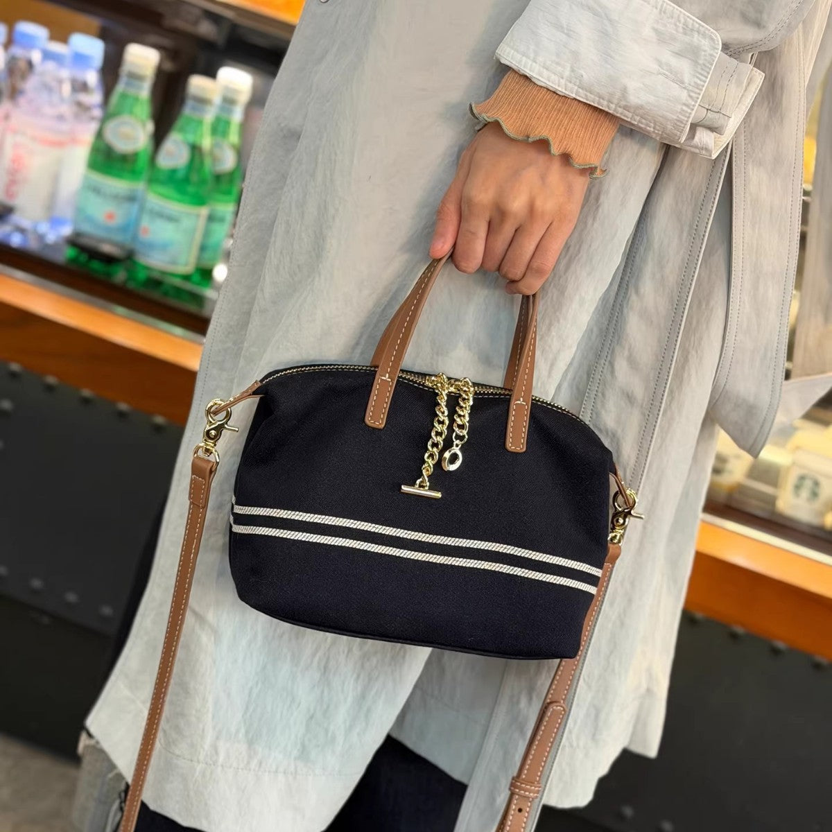 Women's Design Denim For Striped Commuter Fashion Tote Bags