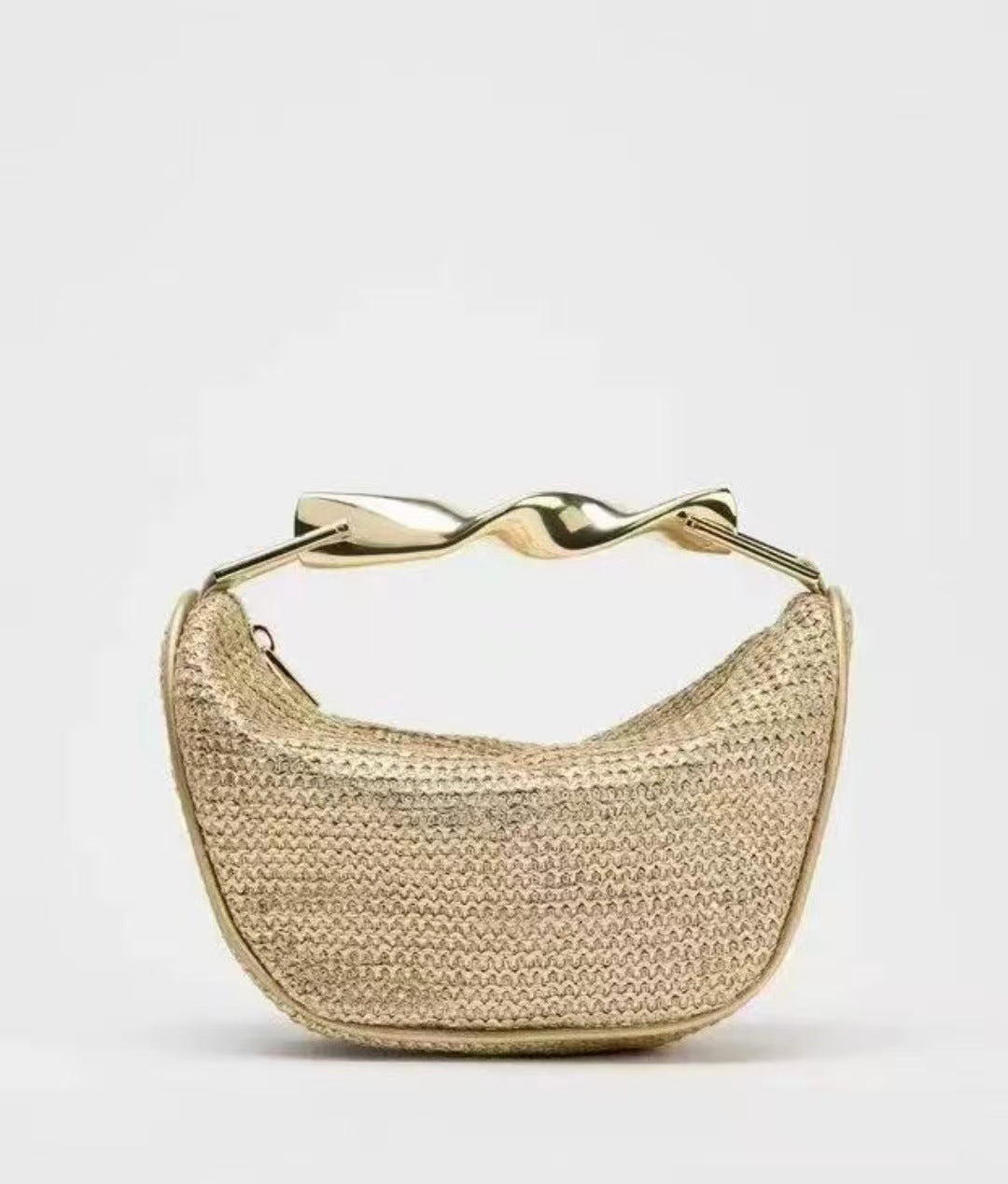 Z Home Straw Metal Portable Mini Zipper Fashion Women's Messenger Bag
