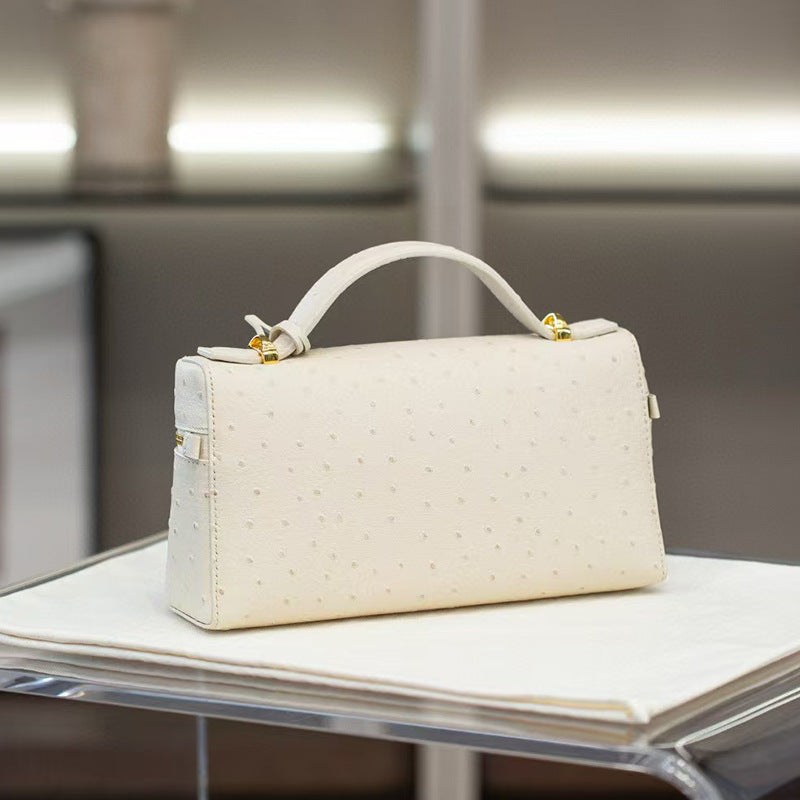 Women's Ostrich Grain Lunch Box Fashion Portable Women's Shoulder Bag