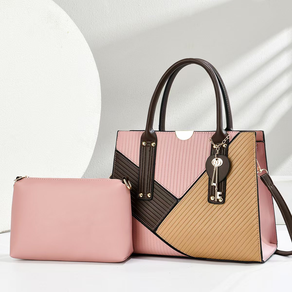 Color Matching Portable Large Capacity Combination Two-piece Set Women's Shoulder Bag