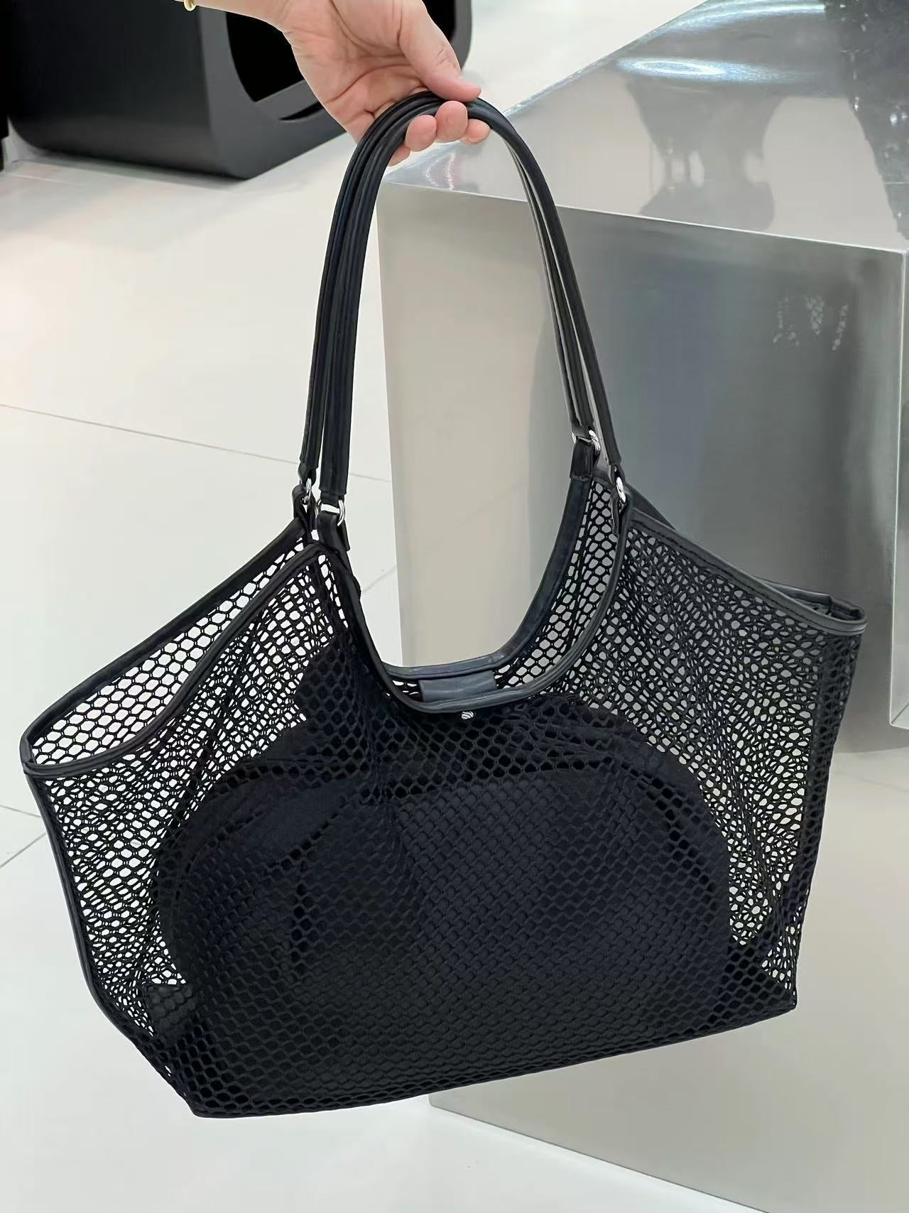 Women's Large Capacity Beach Hollow Mesh Vacation Women's Handbag
