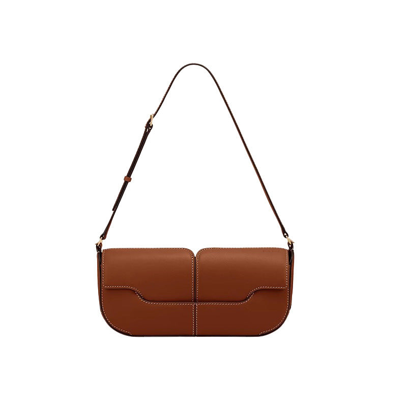 Casual Baguette Smooth Cowhide Portable Underarm Women's Shoulder Bag