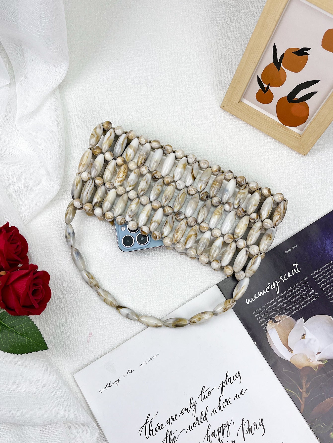 Women's Imitation Pearl Beaded Woven Summer Retro Women's Handbag