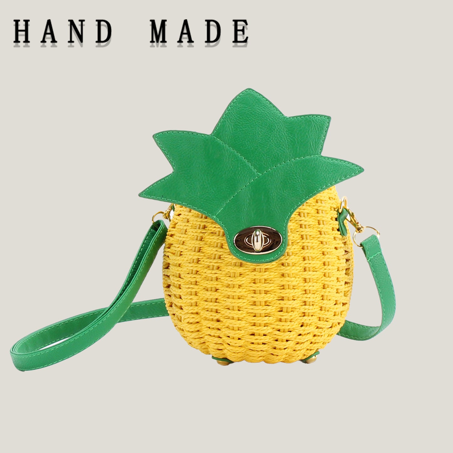 Pastoral Style Pineapple Vacation Rattan Weave Fruit Women's Messenger Bag