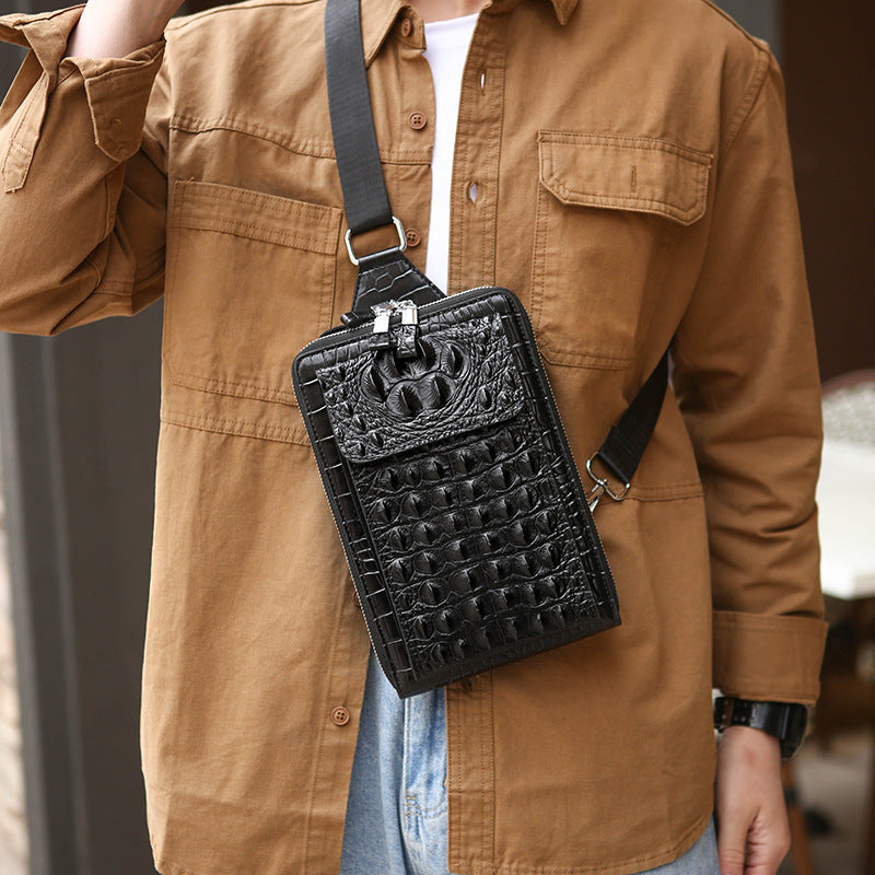 Men's Retro Fashion Crocodile Pattern Personality Multifunctional Shoulder Bags
