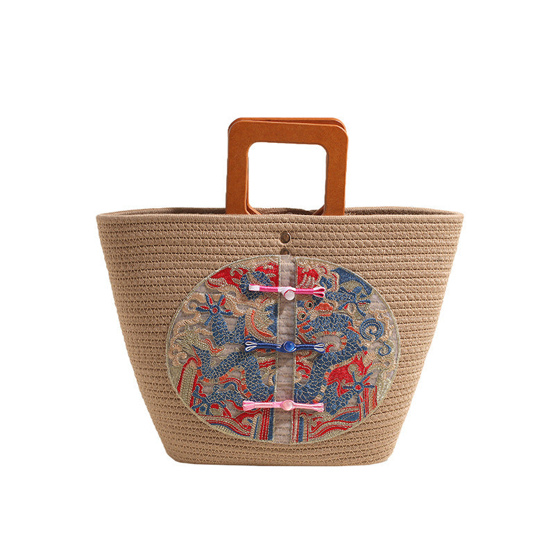 Women's Chinese Style Straw Big Fashion Woven Seaside Holiday For Handbags