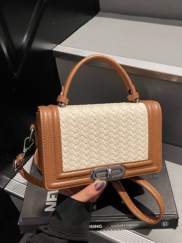 Women's Style Chain Fashion Woven Versatile Contrast Small Square Bag