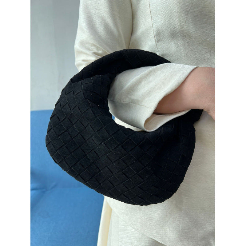 Women's Handmade Frosted Woven Croissant Fashion Women's Shoulder Bag