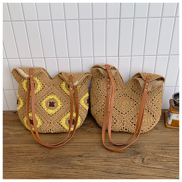 Women's Summer Hand-woven Fashionable Knitted Commuter Versatile Large Women's Shoulder Bag
