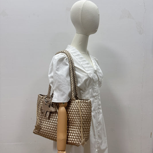 Women's Horizontal Woven Large Capacity Commuter Mother Underarm Vegetable Tote Bags