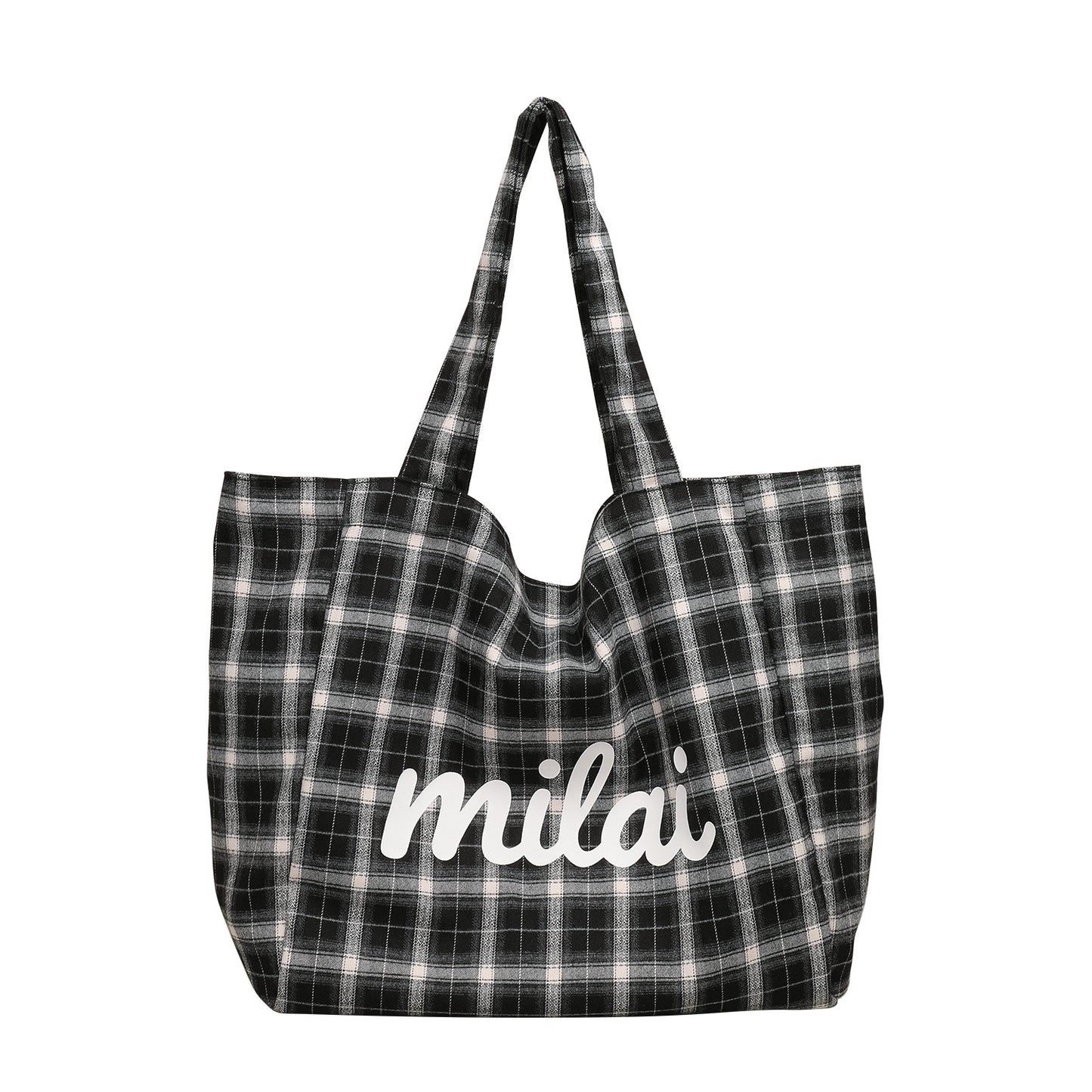 Women's Korean Style Plaid Versatile Fashion Letter Printed Contrast Color Bags