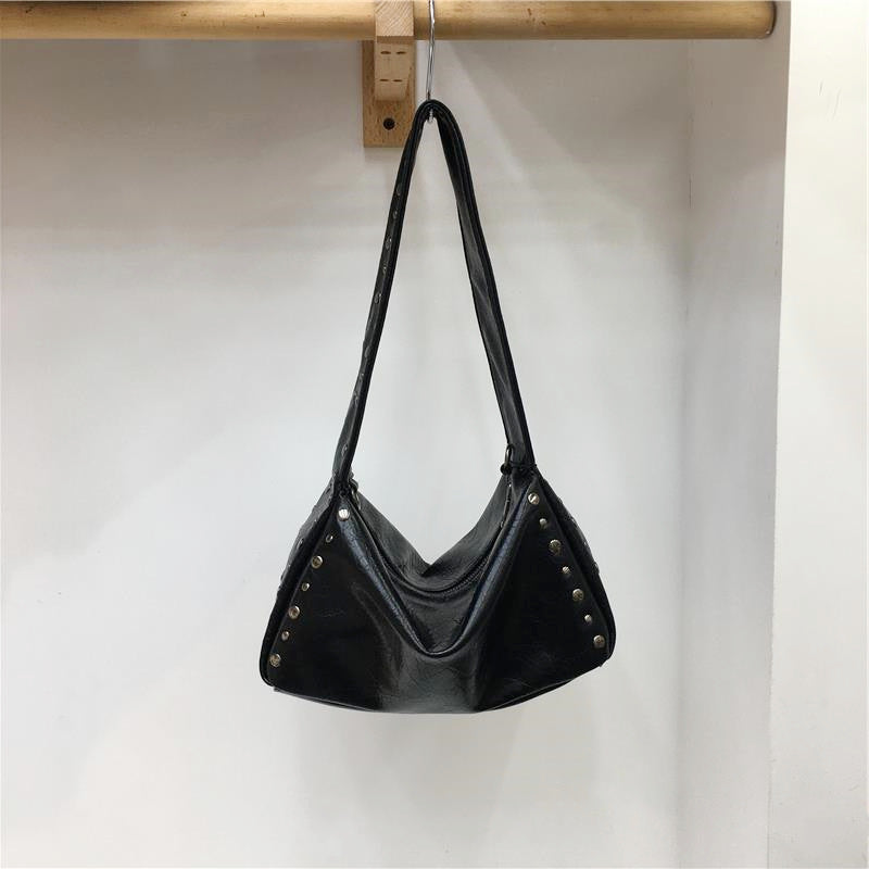 Fashion Locomotive Style Rivet Soft Leather Women's Handbag