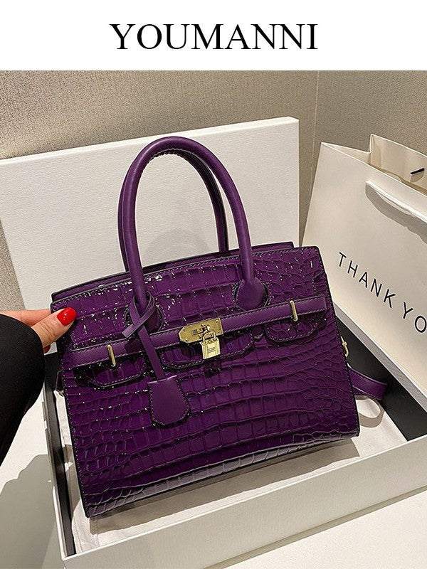 Women's Pattern Bright Leather Platinum Large Capacity Women's Handbag