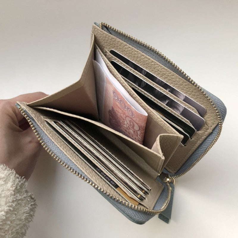 Women's Genuine Leather Litchi Pattern Short Fashion Ladies Wallet