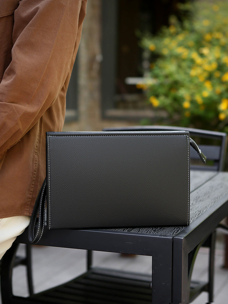 Men's Male Soft Leather Fashion Trendy Envelope Men's Clutch