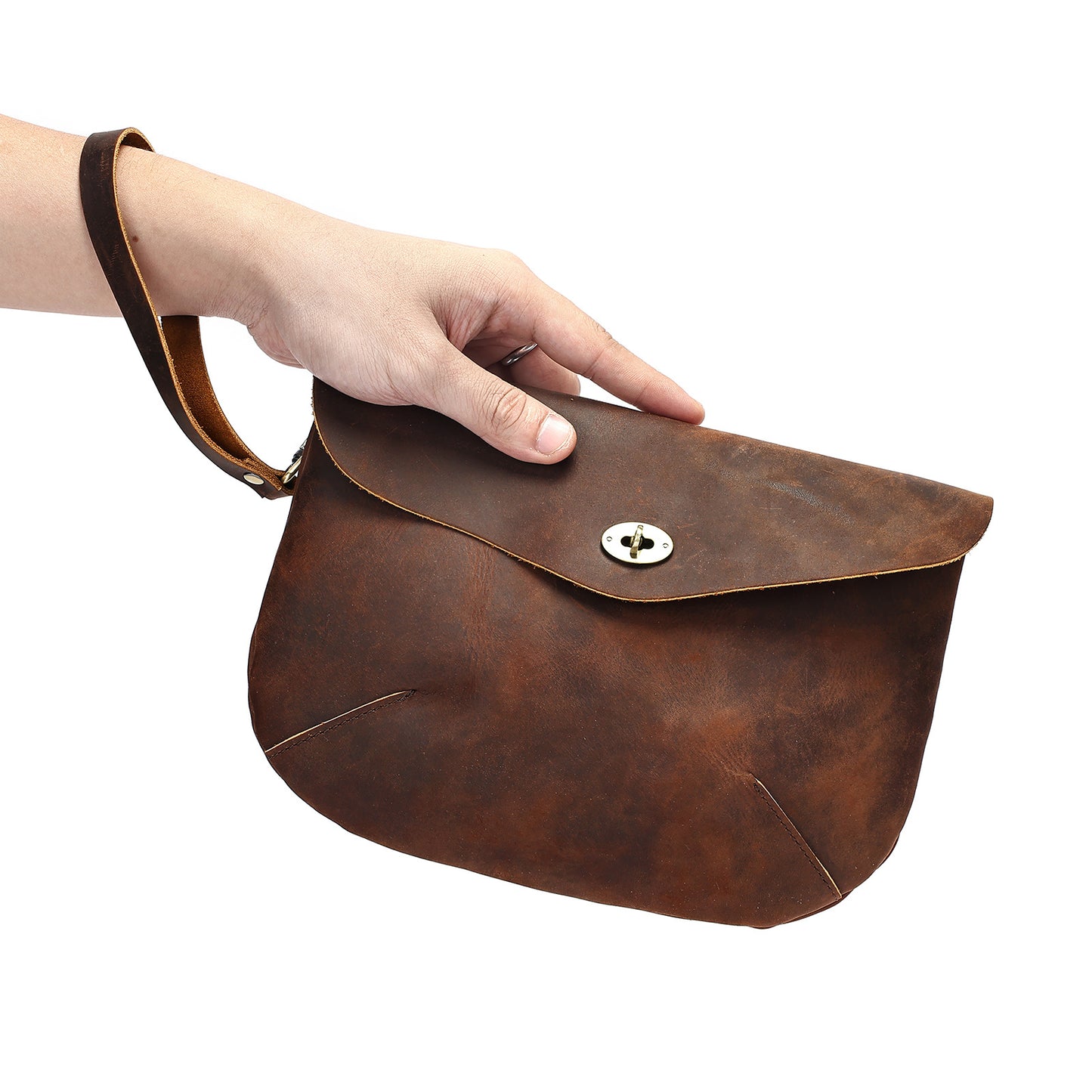 Men's Crazy Horse Leather Genuine Fashion Cover Business Trends Men's Shoulder Bag