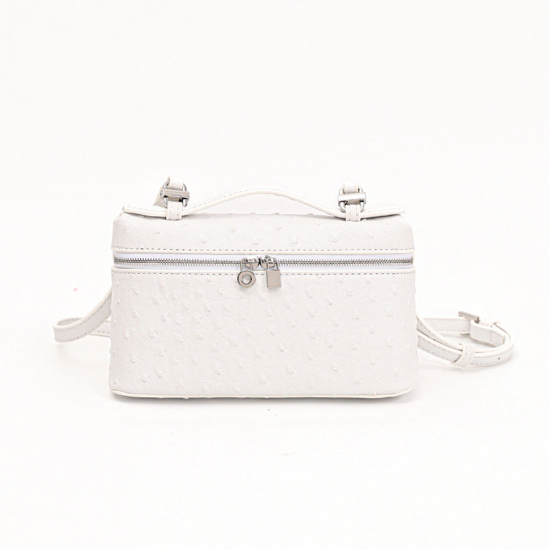 Women's Ostrich Grain Lunch Box Portable Small Square Bag