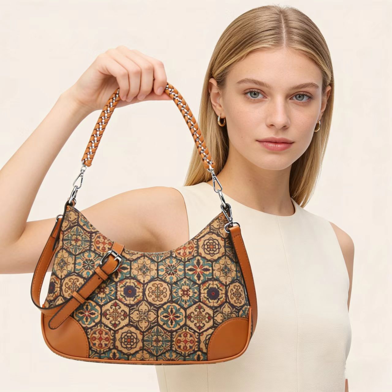 Pretty Ethnic Style Cork Underarm Bark Women's Shoulder Bag