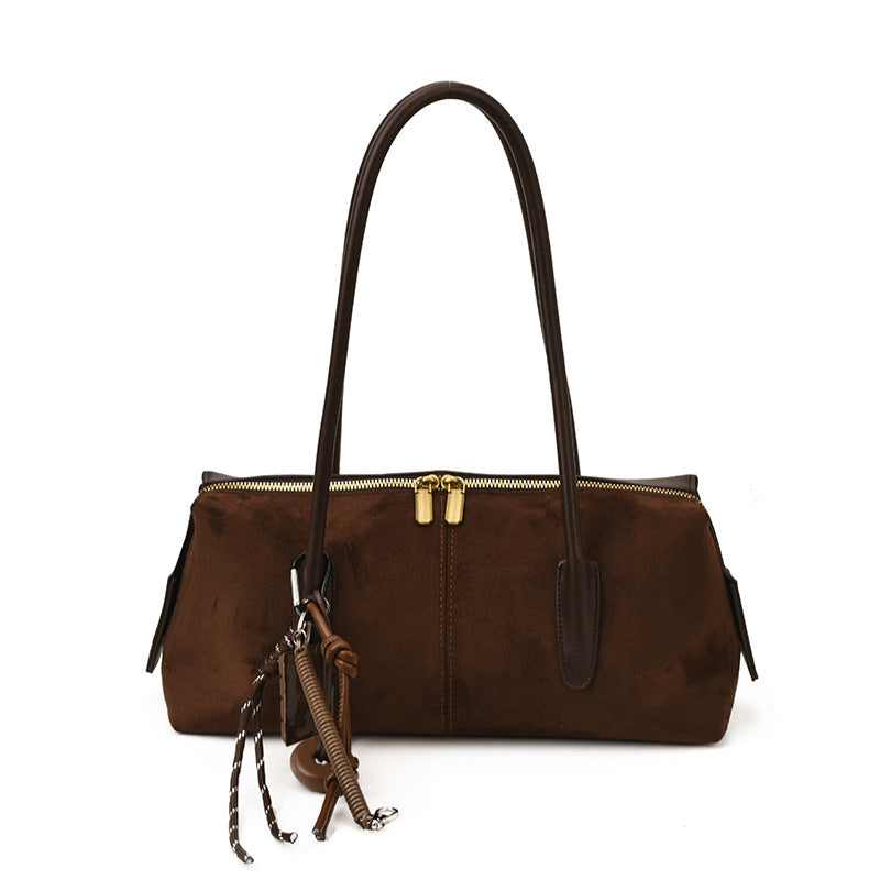 Women's Suede Underarm Lady Style Temperament Solid Women's Handbag