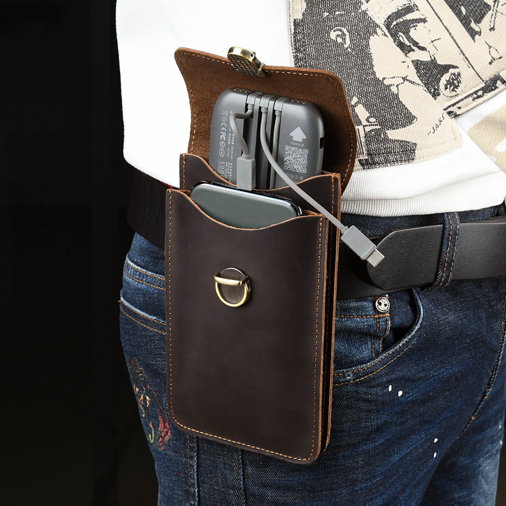 Layer Cowhide Hanging Mobile Work Lightweight Men's Fanny Pack