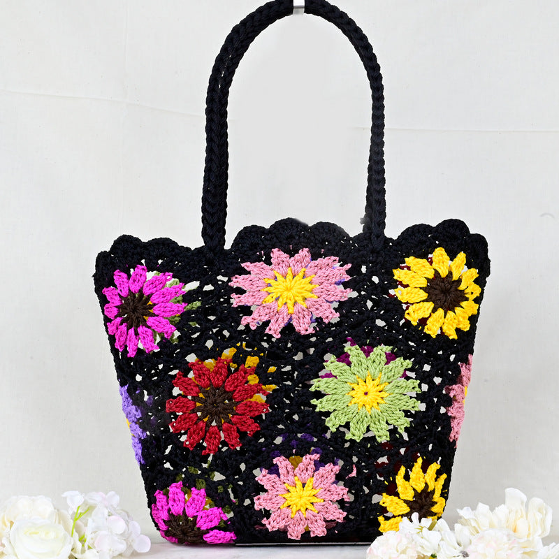 Women's Mini Oval Patchwork Hand-woven Crocheted Cotton Soft Women's Handbag